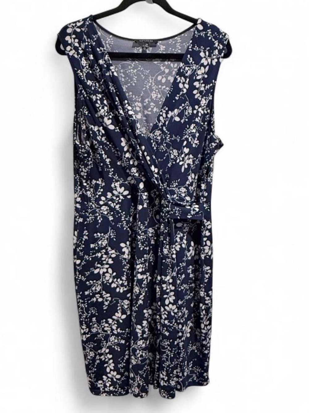 Hail3Y:23 Navy Floral Midi Wrap Dress - Sleeveless V-Neck
